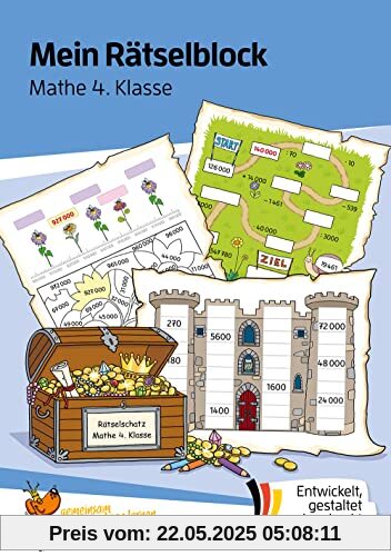 Mein Rätselblock Mathe 4. Klasse: Rätsel für kluge Köpfe mit Lösungen - Förderung mit Freude (Das Rätselbuch für die Grundschule, Band 694)