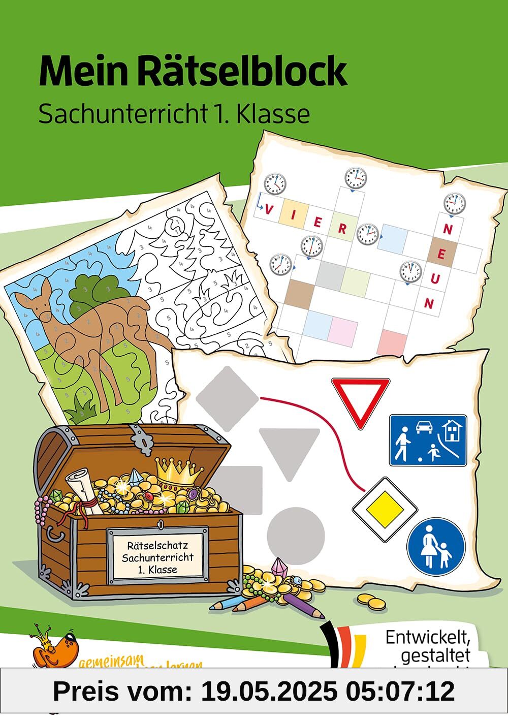 Mein Rätselblock Sachunterricht 1. Klasse: Rätsel für kluge Köpfe mit Lösungen - Förderung mit Freude (Das Rätselbuch für die Grundschule, Band 686)