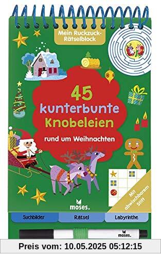 Mein Ruckzuck-Rätselblock: 45 kunterbunte Knobeleien rund um Weihnachten (Kunterbunter Rätselspaß)