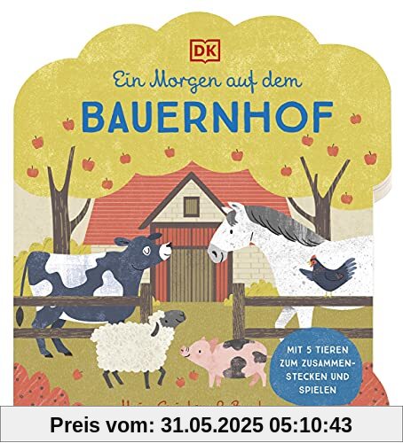Mein Spielspaß-Buch. Ein Morgen auf dem Bauernhof: Pappbilderbuch ab 3 Jahren mit Tierfiguren zum Zusammenstecken