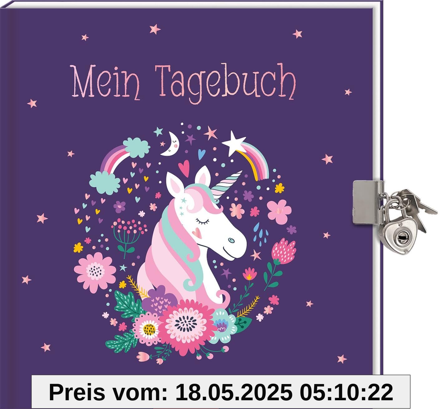 Mein Tagebuch – Einhorn (mit Schloss): Eintragbuch zum Sammeln persönlicher Erlebnisse und Gedanken | liniert und zauberhaft gestaltet für Kinder ab 6