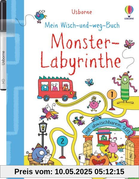 Mein Wisch-und-weg-Buch: Monster-Labyrinthe: mit abwischbarem Stift