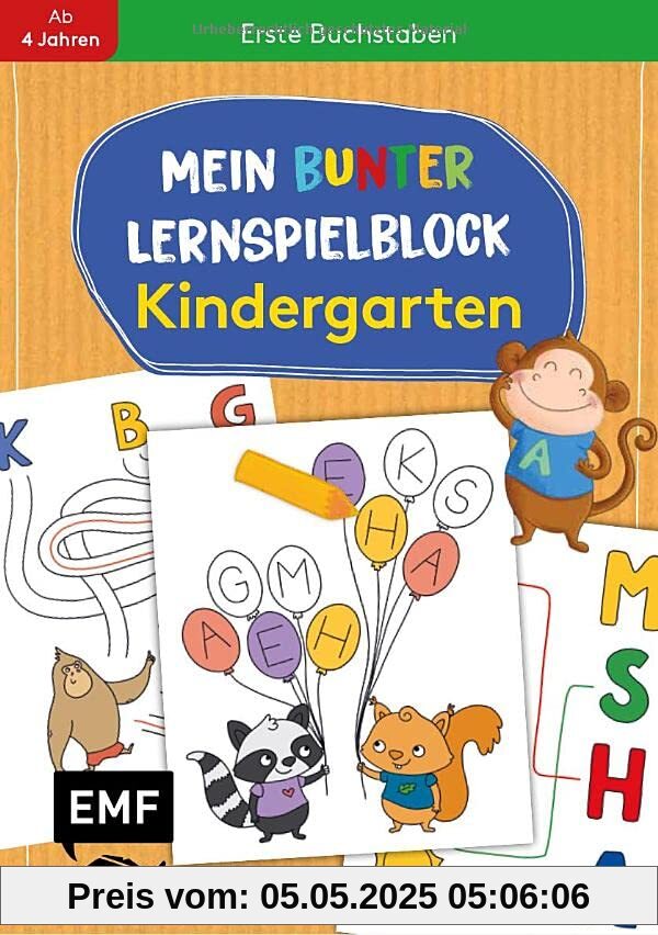 Mein bunter Lernspielblock – Kindergarten: Erste Buchstaben: Übungen und Rätsel ab 4 Jahren
