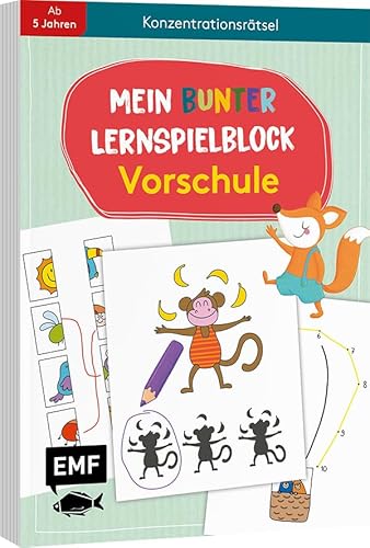 Mein bunter Lernspielblock – Vorschule: Konzentrationsrätsel: Übungen und Rätsel ab 5 Jahren von Edition Michael Fischer