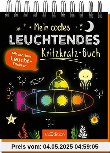 Mein cooles leuchtendes Kritzkratz-Buch: Mit starken Leucht-Effekten | Kreativer Kratzelspaß mit Malideen und Holzstift für Kinder ab 5 Jahren