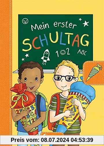Mein erster Schultag - Jungs (Gelb): Eintragbuch zur Einschulung für Jungen - Erinnerungsbuch zum Schulstart - Geschenke für die Schultüte (Eintragbücher)