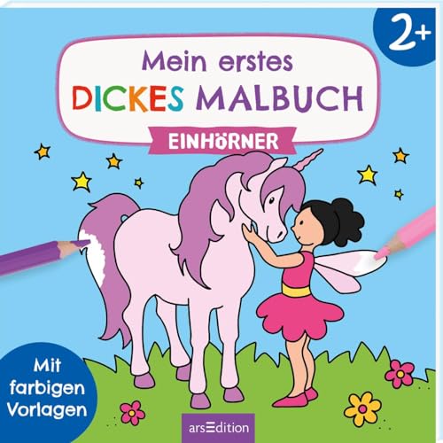 Mein erstes dickes Malbuch ab 2 – Einhörner: Mit farbigen Vorlagen | Erstes Ausmalen mit einfachen Motiven Mein erstes dickes Malbuch ab 2 – Einhörner: Mit farbigen Vorlagen | Erstes Ausmalen mit einfachen Motiven