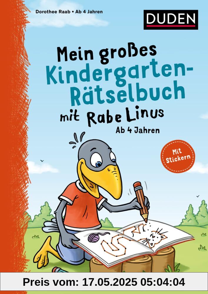 Mein großes Kindergarten-Rätselbuch mit Rabe Linus - ab 4 Jahren: Mit Stickern (Mein großer Lernspaß mit Rabe Linus)