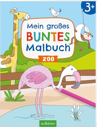Mein großes buntes Malbuch – Zoo: ab 3 Jahren | Ausmalen mit farbigen Hintergründen
