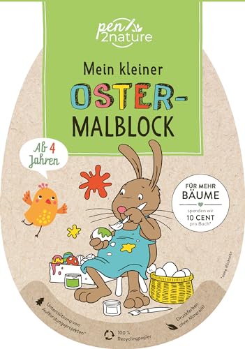 Mein kleiner Oster-Malblock für Kinder ab 4 Jahren: Malbuch mit lustiger Osterei-Stanzform von Pen2nature