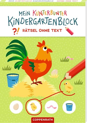 Mein kunterbunter Kindergartenblock: Rätsel ohne Text (Bauernhof): Rätselblock ohne Text ab 4 Jahren, ohne Hilfe selber rätseln