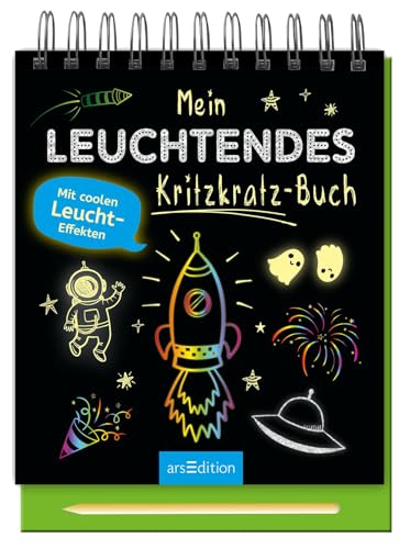 Mein leuchtendes Kritzkratz-Buch: Mit coolen Leucht-Effekten | Kreativer Kratzelspaß mit Malideen und Holzstift für Kinder ab 5 Jahren
