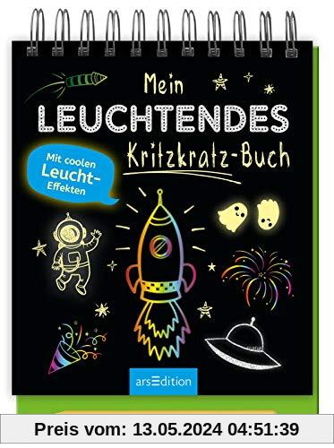 Mein leuchtendes Kritzkratz-Buch: Mit coolen Leucht-Effekten | Kreativer Kratzelspaß mit Malideen und Holzstift für Kinder ab 5 Jahren