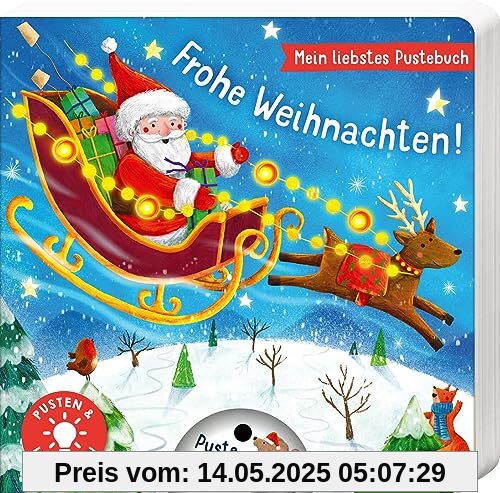 Mein liebstes Pustebuch – Frohe Weihnachten!: Pusten & leuchten | Hochwertiges Pappbilderbuch mit Pustefunktion und Licht für Kinder ab 18 Monaten