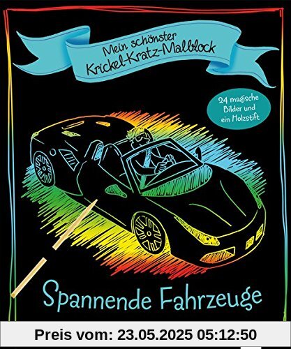 Mein schönster Krickel-Kratz-Malblock. Spannende Fahrzeuge