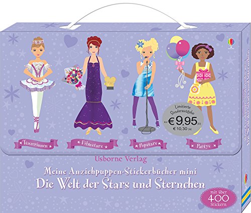 Meine Anziehpuppen-Stickerbücher mini: Die Welt der Stars und Sternchen: Koffer mit 4 Stickerbüchern