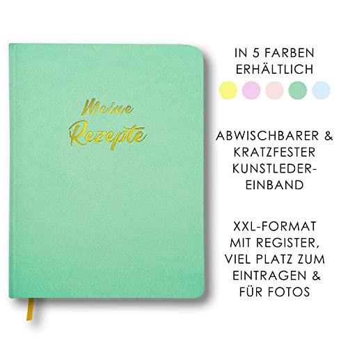 Meine Rezepte mintgrün: Großes Rezeptbuch zum Selberschreiben in grün im Leder-Look mit Register und Platz für Fotos, liniert Meine Rezepte mintgrün: Großes Rezeptbuch zum Selberschreiben in grün im Leder-Look mit Register und Platz für Fotos, liniert