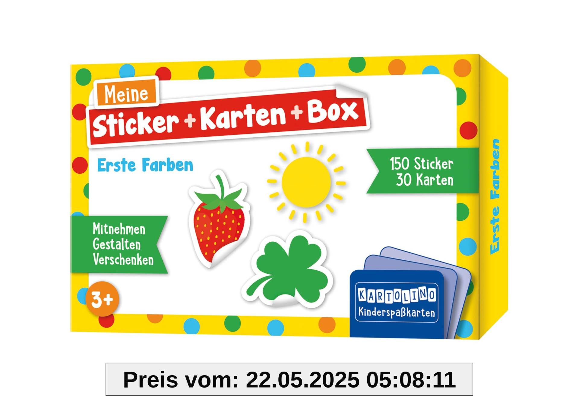 Meine Sticker + Karten + Box - Erste Farben: Mitnehmen, gestalten, verschenken (KARTOLINO Kinderspaßkarten: Meine Sticker+Karten+Box)