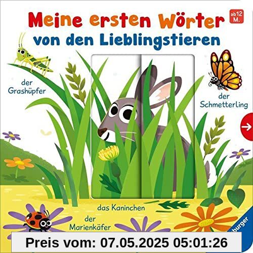 Meine ersten Wörter von den Lieblingstieren - Sprechen lernen mit großen Schiebern und Sachwissen für Kinder ab 12 Monaten