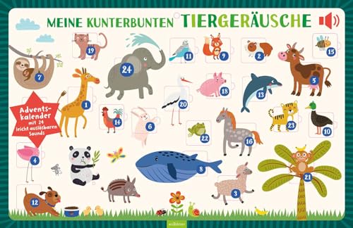 Meine kunterbunten Tiergeräusche: Adventskalender mit 24 leicht auslösbaren Sounds | Sound-Adventskalender für die Allerkleinsten mit 24 Tiergeräuschen