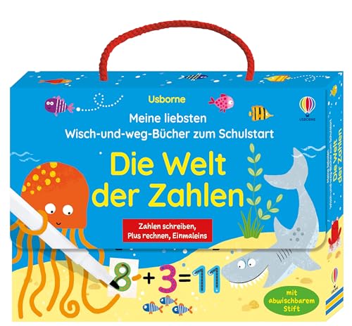 Meine liebsten Wisch-und-weg-Bücher zum Schulstart: Die Welt der Zahlen: mit abwischbarem Stift – Koffer voller Lernspaß zum Thema Zahlen – für Kinder ab 4 Jahren (Meine Wisch-und-weg-Bücher) von Usborne