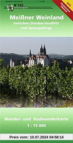 Meißner Weinland zwischen Diesbar-Seußlitz und Spaargebirge: Wander- und Radwanderkarte mit Weinwanderwegen 1 : 15 000 Gps-fähig