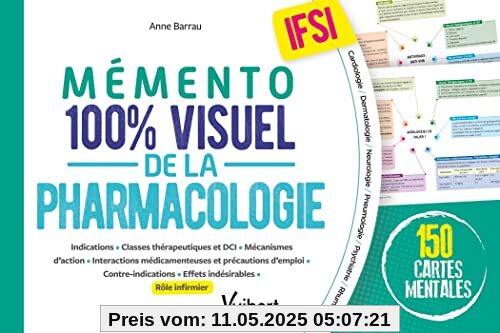 Mémento 100% visuel de la pharmacologie IFSI: 150 cartes mentales en couleurs avec le rôle infirmier pour réviser l'UE 2.11