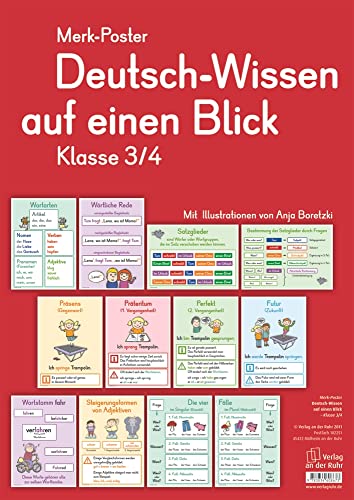 Merk-Poster - Klasse 3/4 - Deutsch-Wissen auf einen Blick von Verlag An Der Ruhr