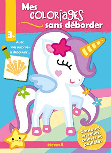 Mes coloriages sans déborder (Licorne fond bleu) von Hemma