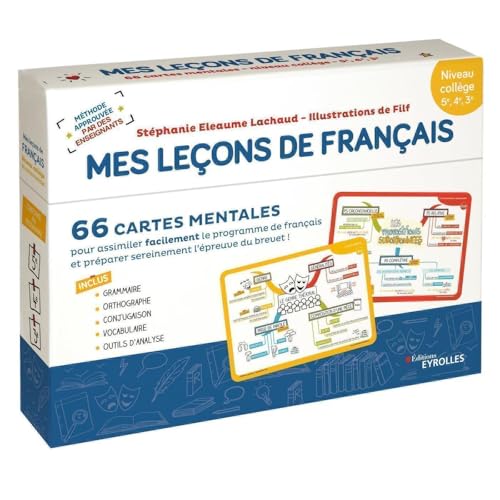 EYROLLES MES lecons de Francais - 66 Cartes: 66 Cartes mentales Pour assimiler facilement le Programme de français et préparer sereinement l'épreuve du Brevet ! Avec Livret