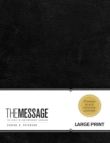 Message Large Print Bible-MS: The Bible in Contemporary Language: Black Leather (First Book Challenge)