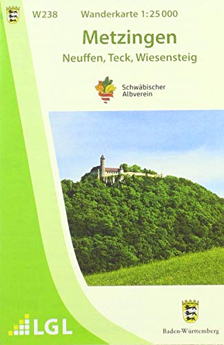 W238 Wanderkarte 1:25 000 Metzingen: Neuffen, Teck, Wiesensteig von LVA Baden-Wrttemberg