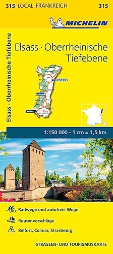 Michelin Elsass Oberrheinische Tiefebene: Straßen- und Tourismuskarte 1:150.000; Auflage 2020 (MICHELIN Localkarten)