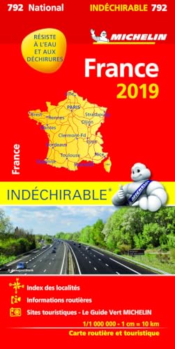 Michelin Frankreich 2019 (widerstandsfähig): Straßen- und Tourismuskarte 1:1.000.000 (MICHELIN Nationalkarten)