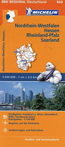 Michelin Nordrhein-Westfalen, Hessen, Rheinland-Pfalz, Saarland: Straßen- und Tourismuskarte 1:350.000; Auflage 2017 (MICHELIN Regionalkarten)