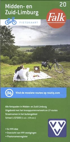 Midden - en Zuid-Limburg: Knooppuntenkaart met fietsnetwerk (Falkplan fietskaart, 20) von Falkplan