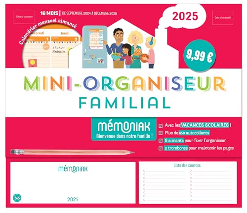Mini-organiseur familial Mémoniak, calendrier familial mensuel (sept. 2024- déc. 2025): Edition 2025 von 365 PARIS