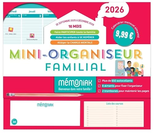 Mini-organiseur familial Mémoniak 2026, calendrier mensuel, sept. 2025 à déc. 2026 Mini-organiseur familial Mémoniak 2026, calendrier mensuel, sept. 2025 à déc. 2026 von 365 PARIS