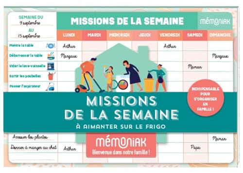 Missions de la semaine Mémoniak - bloc aimanté à compléter: A aimanter sur le frigo Missions de la semaine Mémoniak - bloc aimanté à compléter: A aimanter sur le frigo
