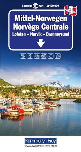 Kümmerly+Frey Regional-Strassenkarte 4 Mittel-Norwegen 1:400.000: Mit Lofoten, Narvik und Bronnoysund. Inkl. Ortsverzeichnis und Reiseinformationen