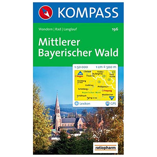KOMPASS Wanderkarte Mittlerer Bayerischer Wald: Wanderkarte mit Aktiv Guide, Radwegen und Langlaufloipen. GPS-genau. 1:50000 (KOMPASS-Wanderkarten, Band 196)
