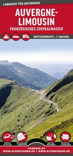 MoTourMaps Auvergne-Limousin Auto- und Motorradkarte 1:300.000: reißfest • wasserfest • beschreibbar (MOTOURMAPS: Laminierte Auto- und Motorrad-Straßenkarten für unterwegs) von MoTourMedia