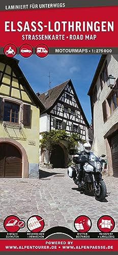 MoTourMaps Elsass & Lothringen Auto- und Motorradkarte 1:275.000: reißfest • wasserfest • beschreibbar (MOTOURMAPS: Laminierte Auto- und Motorrad-Straßenkarten für unterwegs)