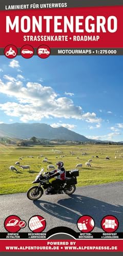 MoTourMaps Montenegro Auto- und Motorradkarte 1:275.000: reißfest • wasserfest • beschreibbar (MOTOURMAPS: Laminierte Auto- und Motorrad-Straßenkarten für unterwegs) von MoTourMedia