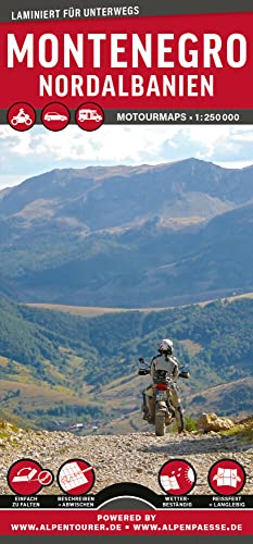 MoTourMaps Montenegro & Albanien Nord Auto- und Motorradkarte 1:250.000: reißfest • wasserfest • beschreibbar (MOTOURMAPS: Laminierte Auto- und Motorrad-Straßenkarten für unterwegs) von MoTourMedia