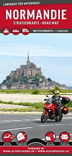 MoTourMaps Normandie Auto- und Motorradkarte 1:300.000: reißfest • wasserfest • beschreibbar (MOTOURMAPS: Laminierte Auto- und Motorrad-Straßenkarten für unterwegs)