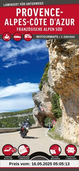 MoTourMaps Provence-Alpes-Côte d’Azur (Französische Alpen Süd) 1:300.000: reißfest • wasserfest • beschreibbar: Laminierte Straßenkarte für unterwegs ... Laminierte Straßenkarten für unterwegs)