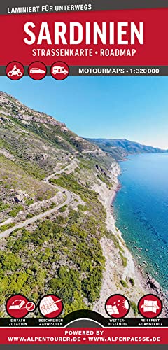 MoTourMaps Sardinien Auto- und Motorradkarte 1:330.000: reißfest • wasserfest • beschreibbar (MOTOURMAPS: Laminierte Auto- und Motorrad-Straßenkarten für unterwegs) von MoTourMedia
