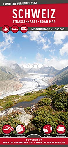 MoTourMaps Schweiz Auto- und Motorradkarte 1:350.000: reißfest • wasserfest • beschreibbar (MOTOURMAPS: Laminierte Auto- und Motorrad-Straßenkarten für unterwegs) von MoTourMedia