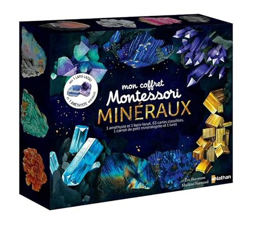 Mon coffret Montessori des minéraux: Avec 1 améthyste, 1 lapis-lazuli, 1 livret, 1 carnet, 63 cartes von NATHAN